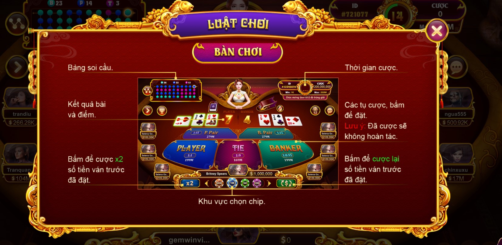 Luật chơi đơn giản của Baccarat kim tài trên link tai Gemwin